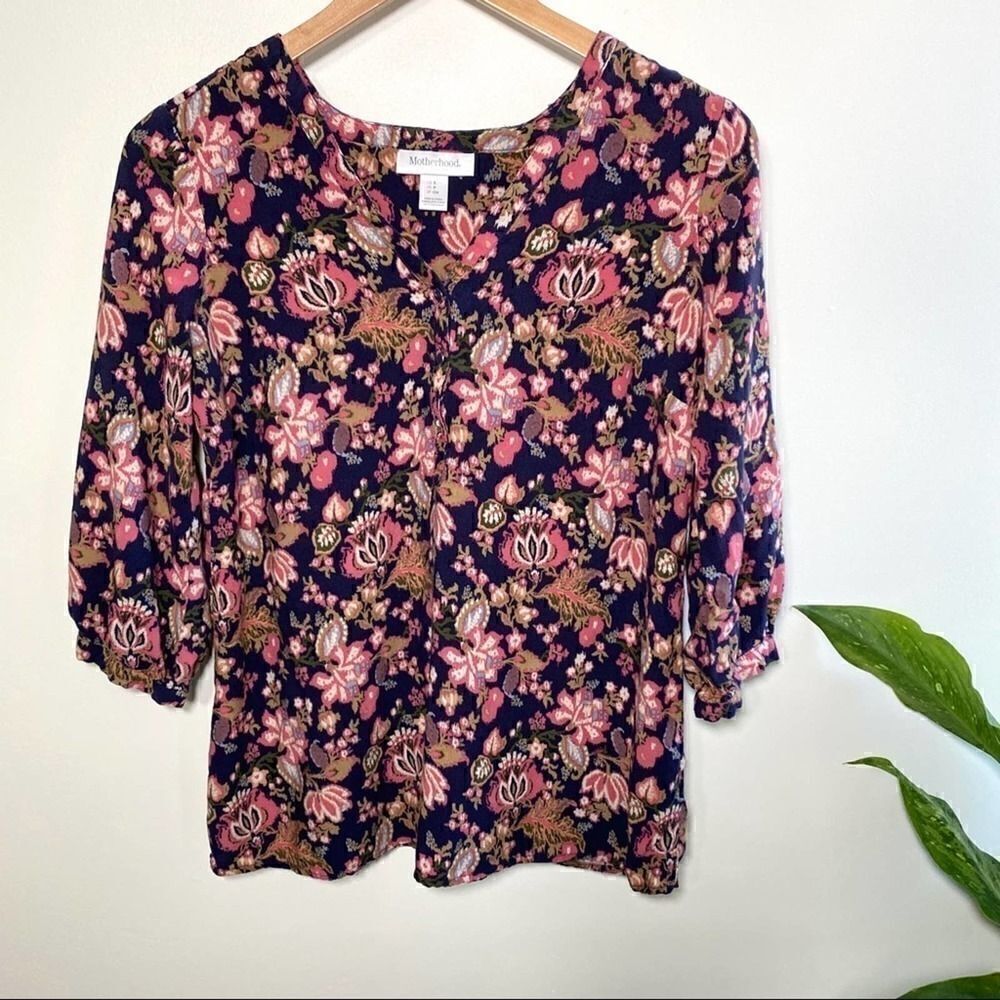 Motherhood Maternity boho print v-neck blouse
